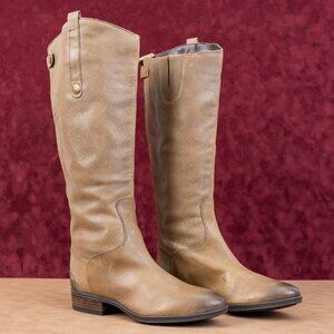 Sam Edelman Women Penny Riding Equestrian Tall Olive Leather Boots sz 8